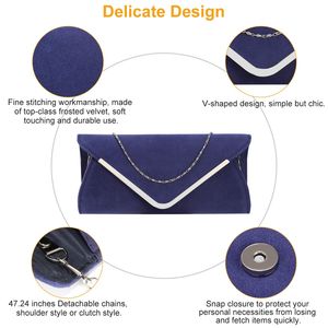 Bolso de mano suave para mujer, cartera tipo sobre para fiestas, bodas, citas - Cartera de noche portátil y delgada para eventos nupciales - Product Image 4