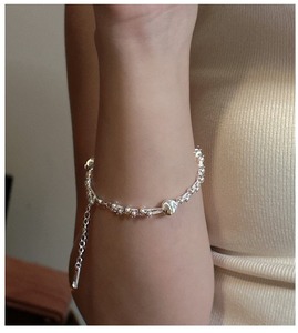 S925 Sterling Silver Korean Style Niche Design Cat Eye Handmade Beaded Bracelet Korean Style Simple Vintage First Jewelry - Product Image 3