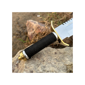 Hot Trending Stainless Steel Sawback Hunting Knife With <b>Black</b> <b>Cord</b> Wrapped Handle Outdoor Camping Survival Knife - Product Image 4