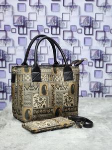 Bolso de Mano Exclusivo con Patrón Étnico Geométrico Jacquard – Juego de 2 Piezas con Correa Desmontable - Product Image 3