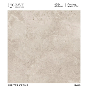 Carreaux en porcelaine 600x600 mm finis avec des détails sculptés mats offrant une douceur visuelle et une caractéristique de sol intérieur structuré. - Product Image 1