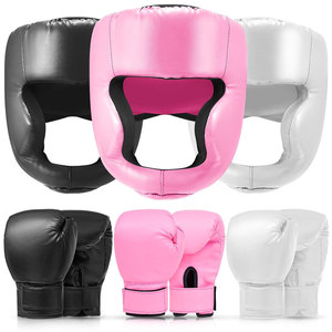 Conjunto de 3 Piezas de Equipo de Boxeo: Protector de Cabeza de Cuero Resistente a Impactos y Guantes de Boxeo para Hombres, Mujeres y Jóvenes Principiantes - Product Image 4