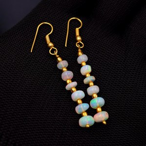 Natural Ethiopian <b>Opal</b> Beads Multi Fire <b>Earrings</b>, 14k Gold Gift For Her - Product Image 3