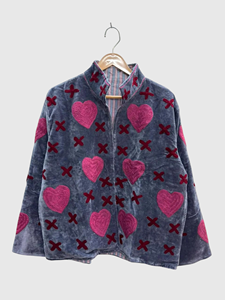 Veste en coton brodée à la main à motifs floraux, col mandarin, manches longues, grande taille, style chic prairie pour femmes, automne - Product Image 1