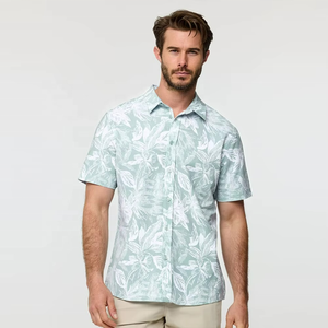 Chemise d'été personnalisée pour homme à manches courtes, 100 % lin, imprimé floral, plusieurs styles, chemise de plage imperméable - Product Image 1