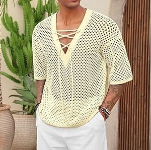 Drop Shoulder <b>Fishnet</b> Sheer Mesh T Shirt See Through Summer Wear Drop Shoulder Casual Gym Workout Tees Mesh Shirts Breathable - Product Image 5