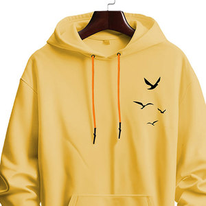 Sudadera con Capucha Amarilla para Hombre, Corte Regular, Diseño Estampado, Estilo Casual para Otoño, con Bolsillo Frontal Tejido - Product Image 4