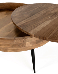Midcentury Modern Round Wood <b>Coffee</b> <b>Table</b> with <b>Lift</b> Top Foldable Design Metal Legs Handmade Living Room Furniture - Product Image 5
