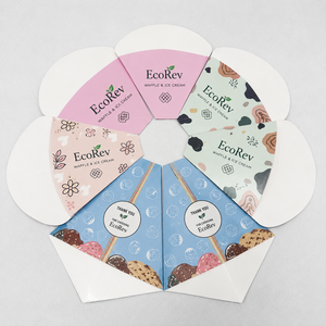 EcoRev Custom <b>Biodegradable</b> Eco-Friendly Fast Food Paper Cone Pastry Desserts Churros Crepe <b>Packaging</b> Disposable Waffle Box - Product Image 1