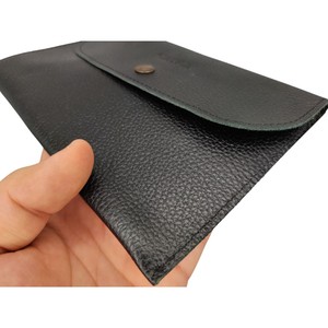 Portefeuille court en cuir véritable avec fermeture à pression, doublure en soie, pochette de sac à main avec logo personnalisé pour accessoires masculins - Product Image 2