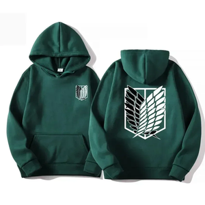 เสื้อฮู้ด AOT ลายอนิเมะสำหรับผู้ชาย สีดำ แบบซิป มีโลโก้ปีกพิมพ์ด้านหน้าและด้านหลัง ทรงปกติ - Product Image 5
