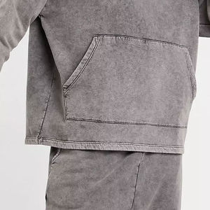 Ensemble de survêtement oversize pour homme en coton délavé style vintage avec sweat à capuche et pantalon de jogging OEM ODM - Product Image 4