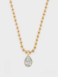จี้เพชรทรงหยดน้ำ 2 กะรัต เพาะเลี้ยงในห้องปฏิบัติการ พร้อมสร้อยคอทอง 14K ชุบทอง ประดับเพชรเม็ดเดี่ยวทรงหยดน้ำ ความยาว 17 นิ้ว พร้อมสร้อยลูกปัดแบบซ้อนชั้น  IGI - Product Image 1