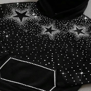 Sweat-shirts à capuche surdimensionnés personnalisés pour hommes, style Hip Hop Streetwear, entièrement brodés, en polaire, avec strass, poche respirante - Product Image 5