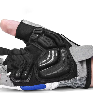 Cycling Gloves For Men Women Padded Gray Color Lightweight <b>Half</b> Finger Breathable Anti <b>Slip</b> Hook Loop Closure Polyester Gloves - Product Image 3
