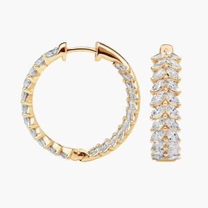 Pendientes de aro de dos filas con diamantes cultivados en laboratorio con corte marquesa en oro amarillo - Product Image 1