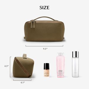 Borsa da Viaggio per Trucco in Finta Pelle Scamosciata di Grande Capacità per Donne, Organizer Portatile con Tasca Piatta, Borsa per Cosmetici e Articoli da Toeletta - Product Image 2
