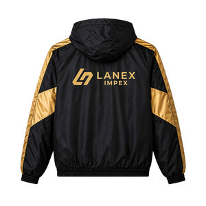 Custom Black Gold Hooded Windbreaker <b>Jacket</b> <b>Lightweight</b> Waterproof Outdoor <b>Jacket</b> Premium Sports <b>Running</b> Training Windbreaker - Product Image 3