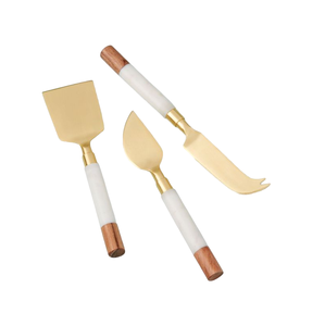 Handmade Luxury Stainless Steel Gold Plated Cheese Tools With Resin Handle Dishwasher <b>Safe</b> Cheese <b>Knives</b> Butter Spreader Set - Product Image 3