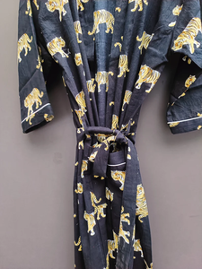 Bata Kimono con Estampado de Dibujos Animados para Mujer, de Algodón Suave, Camisón de Verano Hecho a Mano, ODM, Cuello en V, Cintura Elástica, Largo hasta la Rodilla - Product Image 3