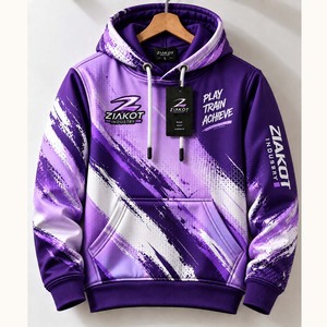 Wholesale Direct Ziakot Industry Custom <b>Stitched</b> Purple Teal 3D Design Torn Paper Style Sports Pullover Sweatshirt <b>Hoodie</b> - Product Image 6