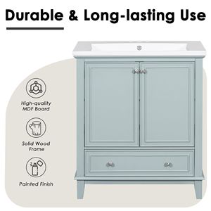 Mobile da Bagno Multifunzionale con Base in MDF da 30 Pollici, Solo Base con Ante e Cassetto, Senza Lavabo - Product Image 6