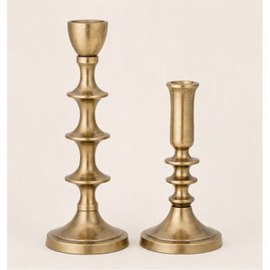 Handmade Antique Brass Taper Candle <b>Holder</b> Set of 2 Luxury Gold Metal <b>Candlestick</b> Stand for Wedding Hotel Tabletop Accents - Product Image 3