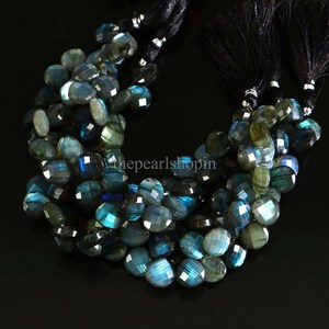 Perles de labradorite naturelle facettées en forme de cœur, 11-12 mm, bleu flash, perles de pierres précieuses de labradorite, brin de 8 pouces pour la création de bijoux - Product Image 6