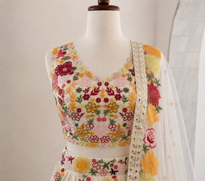 Lehenga Choli Bordado, Traje de Boda, Dupatta de Red Floral, Vestido de Fiesta sin Mangas para Mujer - Product Image 2