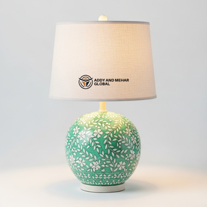 Modern Bone Inlay Round <b>Table</b> <b>Lamp</b> Aesthetic Floral Inlay Ginger Jar Light High-End Handicraft Accent <b>Lantern</b> with Custom - Product Image 1