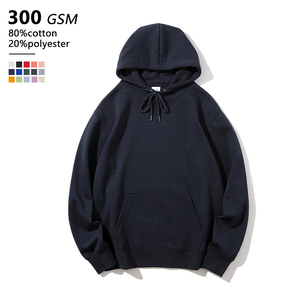 Autumn 300g 80% Cotton <b>Thin</b> Blank <b>Hoodie</b> Manufacturer Casual Solid Heavyweight <b>Hoodie</b> Custom Men's Hoodies - Product Image 1