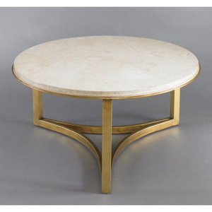 Exclusive <b>Round</b> Coffee <b>Table</b> with <b>White</b> Faux Marble Top and Luxury Gilded Globe Gold Metal Base for Modern Living Room Decor - Product Image 4