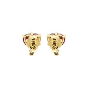 Boucles d'oreilles clous en or jaune massif 14 carats avec rubis naturel en forme de cœur et accent de diamants sertis à griffes, collection Memoria Jewels, vente en gros - Product Image 5