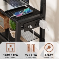 Support TV mobile sur roulettes pour écrans de 32 à 55 pouces, chariot TV avec station de charge et étagères multi-niveaux pour la maison, la salle de sport et le salon