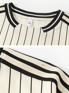 Latest Cheap Price Fashionable <b>Plus</b> <b>Size</b> Men's O-Neck Short Sleeve Striped Casual Printed Breathable 100% Cotton Jersey Custom - Product Image 5