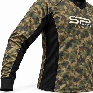 Camiseta de Paintball Sublimada Personalizada, Manga Larga, Camuflaje, Paneles de Malla, Puños con Orificios para Pulgares, Uniforme de Equipo OEM - Product Image 5