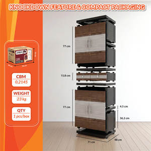 Naiba Drawer Fit Plastic <b>Wardrobe</b> Cabinet Light Brown with Drawer, Shelves & Mirror for Clothing Storage Bedroom Furniture - Product Image 5