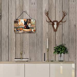 Nouveau Scottish Terrier automne cuisine tenture murale multicolore aluminium métal citrouilles panneau de porte pour décor à la maison pour Bar salle de bain - Product Image 4