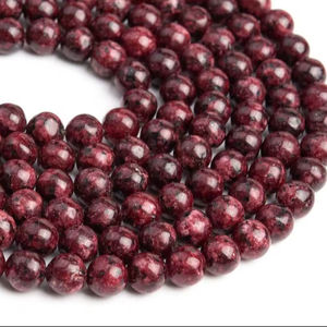 ลูกปัดหยกสีแดงม่วงเข้ม เกรดอัญมณี ทรงกลม ขนาด 6 มม. 8 มม. 10 มม. 12 มม.  มีตัวเลือกแบบขายส่งจำนวนมาก - Product Image 1