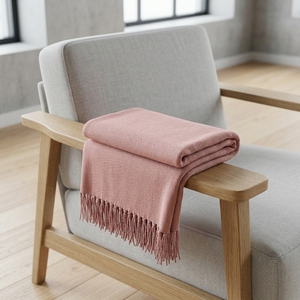Plain Throw Pink Woven Soft Fabric Solid Long Lightweight Decorative Throw <b>Blanket</b> Home Textile Scarves <b>Shawls</b> Sofa Bed Coverlet - Product Image 5