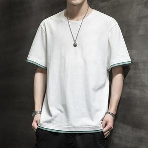 Camiseta de Manga Corta para Hombre, Primavera-Verano, Poliéster y Algodón, Bordada, Transpirable, Holgada, Talla Grande, Estilo Casual - Product Image 3