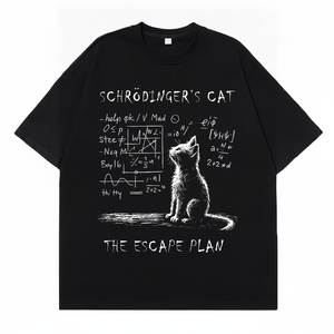 Camiseta gráfica de física del Gato de Schrödinger para mujer, divertida camiseta de ciencia para nerds, camiseta informal de algodón negro de primera calidad, camisetas de mujer de talla grande - Product Image 4