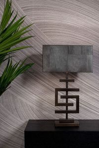 Contemporary Iron Rustic Table Lamp Off-White Beige Fabric Rectangular Shade Living Room Decorative <b>Lighting</b> 3000K Warm White - Product Image 3