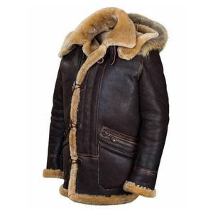 Arctic Sheepskin Parka, made from brown leather with a natural <b>shearling</b> lining and toggle closures - Product Image 1