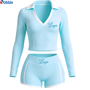 Ensemble sportif 2 pièces pour femme, style hip-hop d'été, blanc, haut court à manches longues et short taille haute, respirant, en Spandex et Polyester - Product Image 6