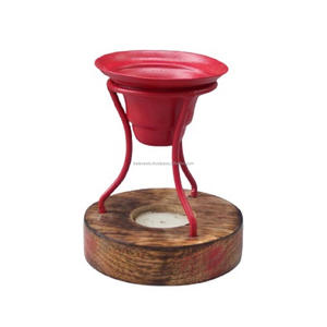 Quemador de aceite de incienso de hierro de madera, quemador de carbón de fragancia de Color rojo para decoración del hogar, difusor de aromaterapia, Material de semilla hecho para - Product Image 1