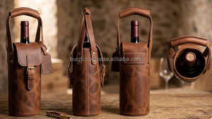 Estuche de Cuero Genuino Moderno para una Botella de Vino, Bolsa de Cuero de Lujo para Vino, Estilo Elegante, Proveedor LEB-0079B - Product Image 5