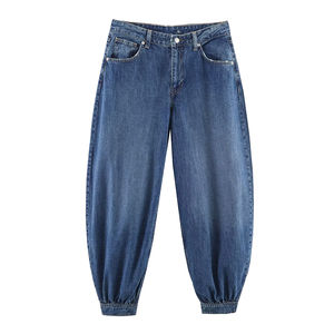 Jean Ballon Taille Mi-Haute en Denim Personnalisé avec Logo, Nouvelle Tendance, Couleur Unie Rétro, Décontracté pour Femme - Product Image 1