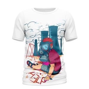 Camiseta de Manga Corta con Cuello Redondo para Hombre, 100% Algodón, Diseño Personalizado de Calavera con Gafas 3D Rojas y Azules, Impresión por Sublimación, Venta al Por Mayor - Product Image 5