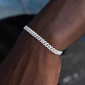 Round Brilliant Cut Moissanite Tennis Bracelet 925 <b>Silver</b> Plated Unisex <b>Men</b> Women Hiphop Style Claw Setting Jewelry GRA - Product Image 6